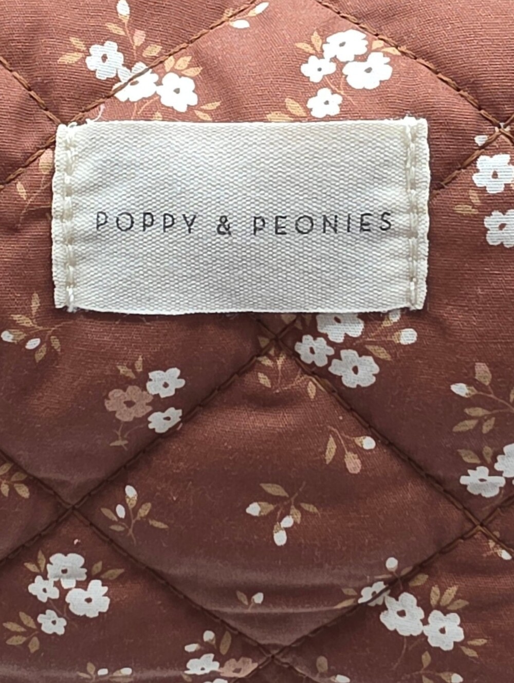 Poppy & Peonies Brown Floral Quilted Cosmetic Bag NWOT - Picture 6 of 6